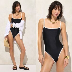 NWT J CREW Contrast straight-neck one-piece